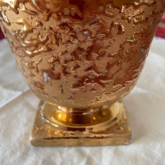 Vintage Weeping Gold Ceramic Vase by Holley Ross 22k gold - Picture 2 of 4